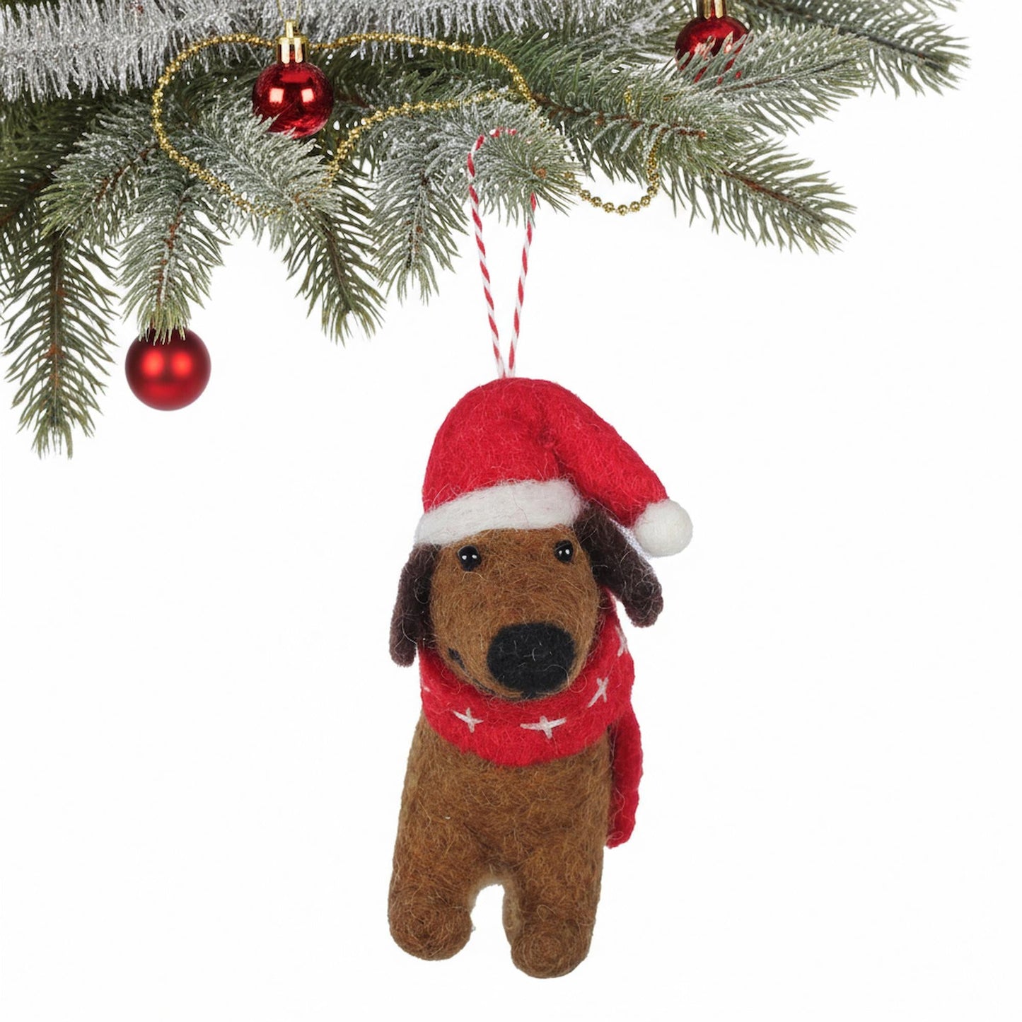 Big Dog Daschund, Felt Christmas Ornament