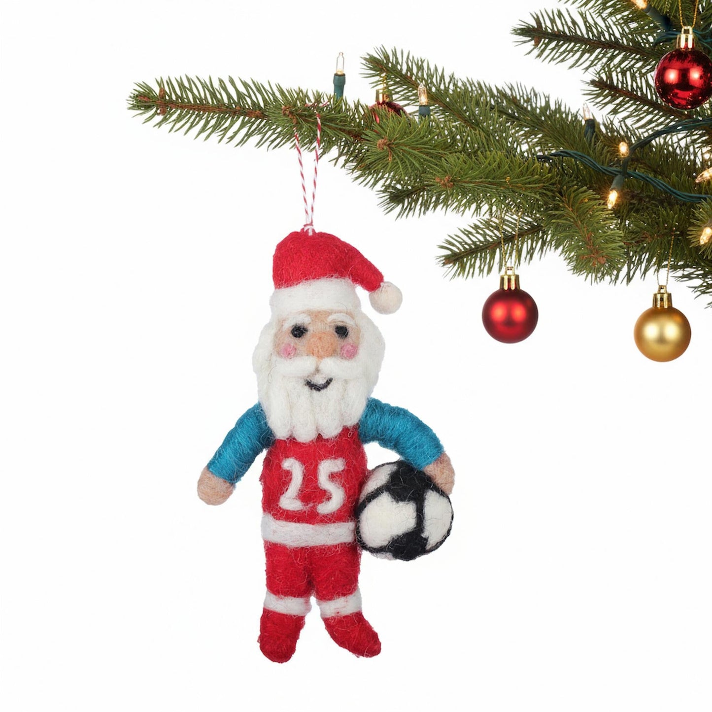 Coach Claus Soccer Felt Christmas Ornament