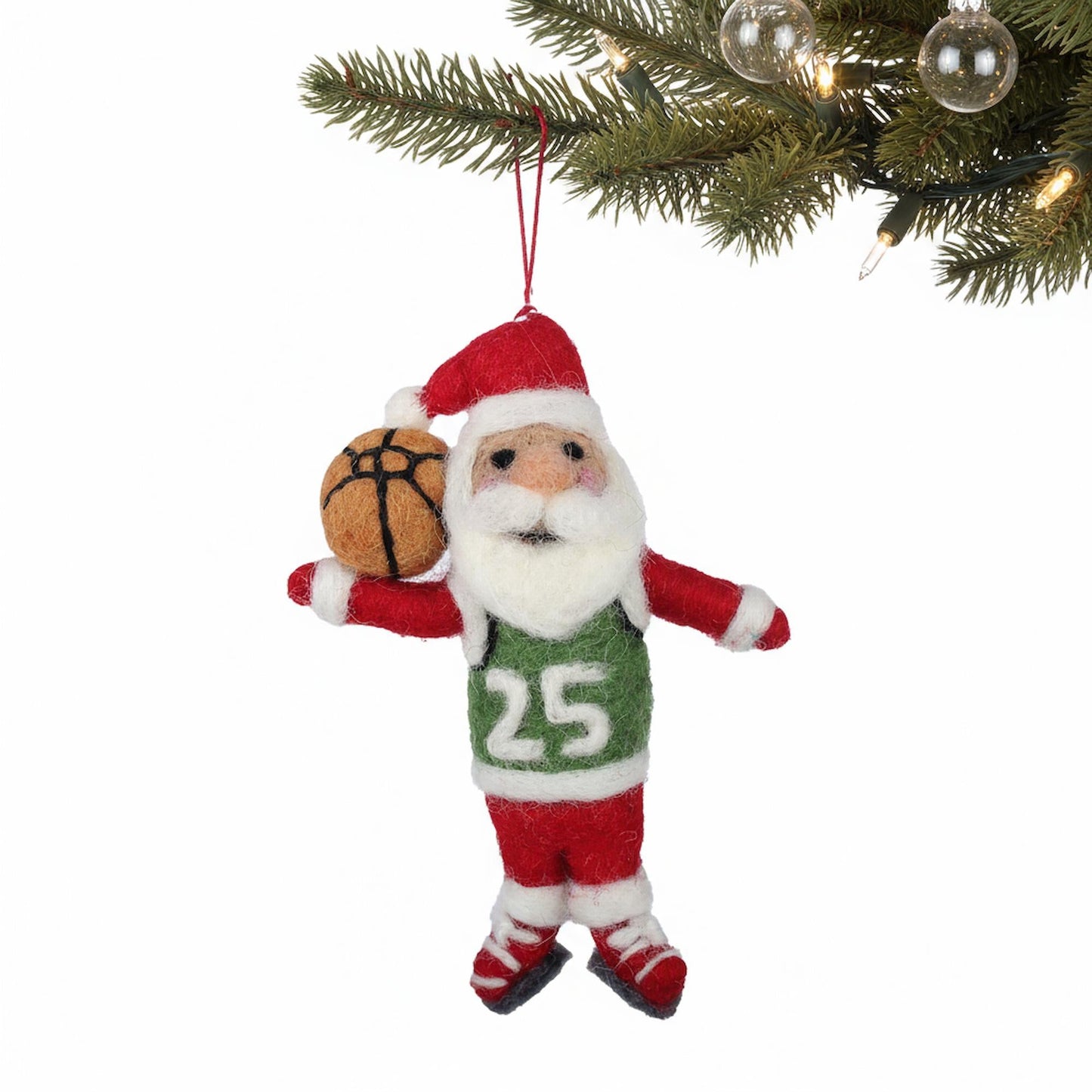 Coach Claus Basketball Felt Christmas Ornament