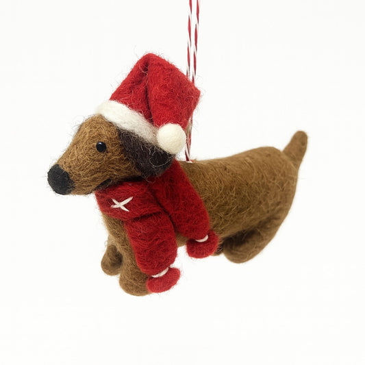 Big Dog Daschund, Felt Christmas Ornament