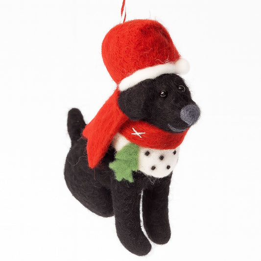 Big Dog Black Lab Felt Christmas Ornament