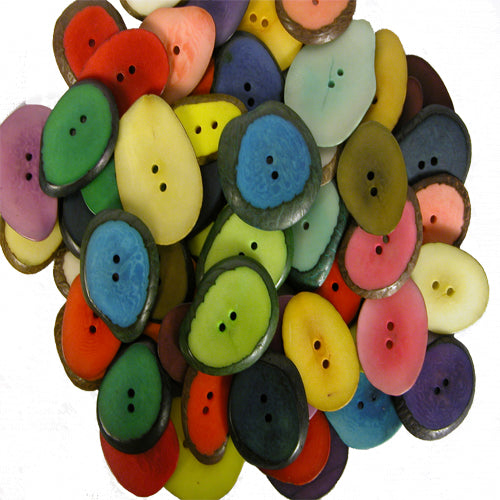 Mixed Colors-Small-Hand-dyed Tagua Nut Buttons-Vegetable Ivory-Fair Trade- Ecuador