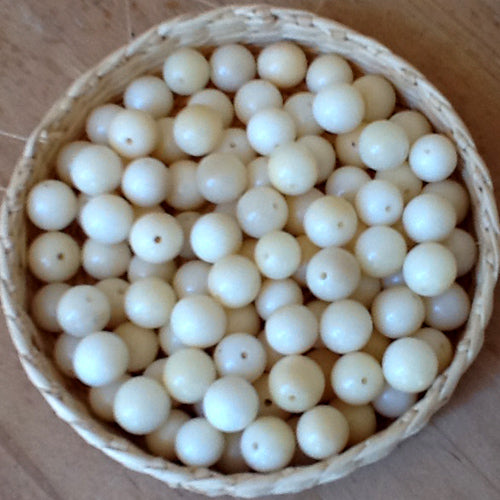7MM Round Tagua Beads with 1.5mm Center Drilled Hole/ Fair Trade Vegetable Ivory-Ecuador