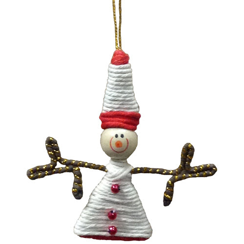 Recycled Cotton & Wire Snowman Ornament - Fair Trade