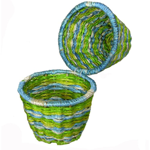 Hand-Crafted Abaca Easter Egg Shaped Baskets-Set of 2 with Hinged Lids-Fair Trade-Phillipines