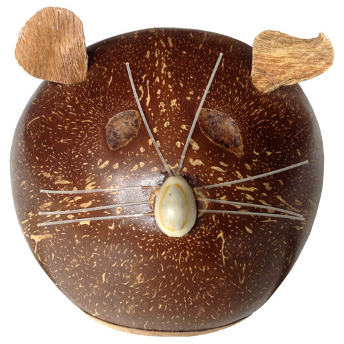 Unique Mouse Bank Made from Recycled Coconut Shell and Puka Shell-Fair Trade