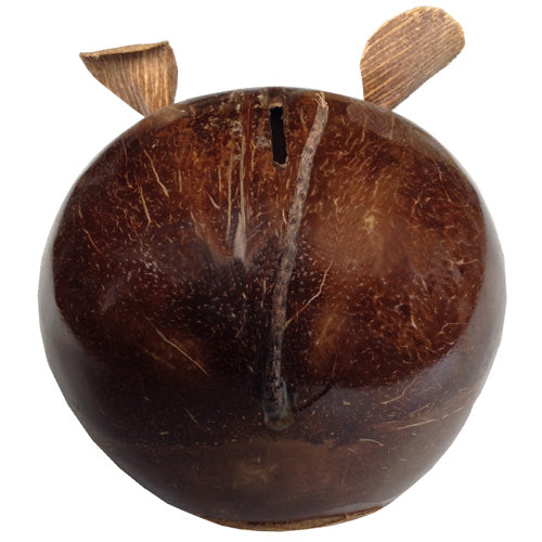 Unique Mouse Bank Made from Recycled Coconut Shell and Puka Shell-Fair Trade