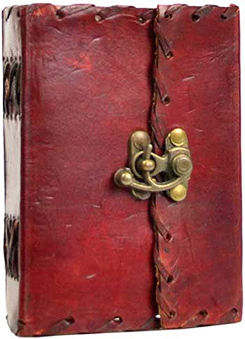 1842 Diario de poesía en cuero, libro en blanco con cierre de metal