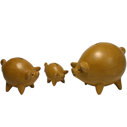 Handmade Ceramic Piggy Bank- SM-Med-LG-Pigs- Natural-Fair Trade-Peru