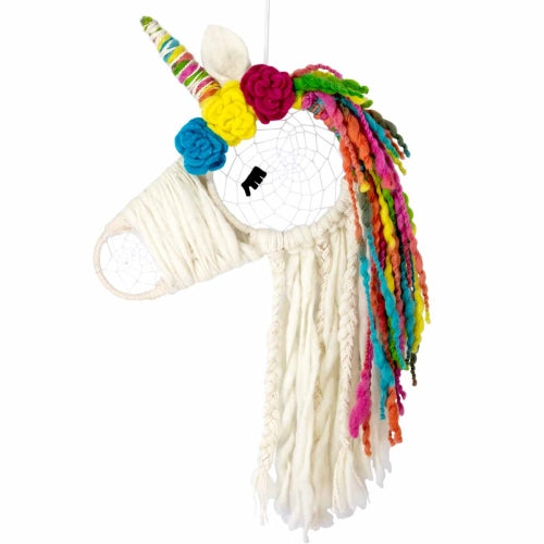 Whimsical Macrame Unicorn Dream Catcher-24" x 14"
