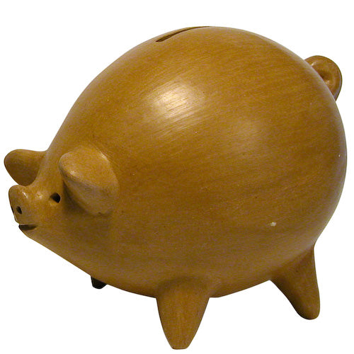 Handmade Ceramic Piggy Bank- SM-Med-LG-Pigs- Natural-Fair Trade-Peru
