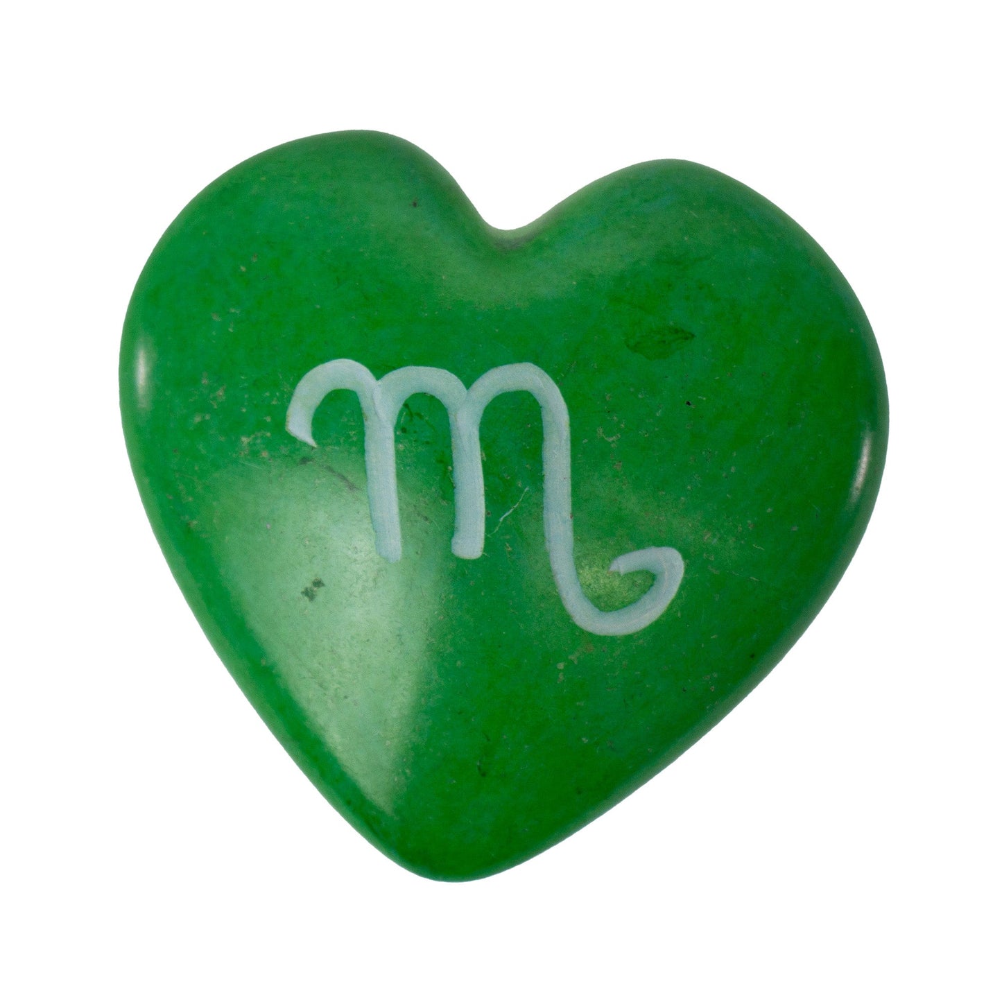Zodiac Soapstone Hearts: SCORPIO-Hand-Carved and Hand-Painted-5PC Set-Green