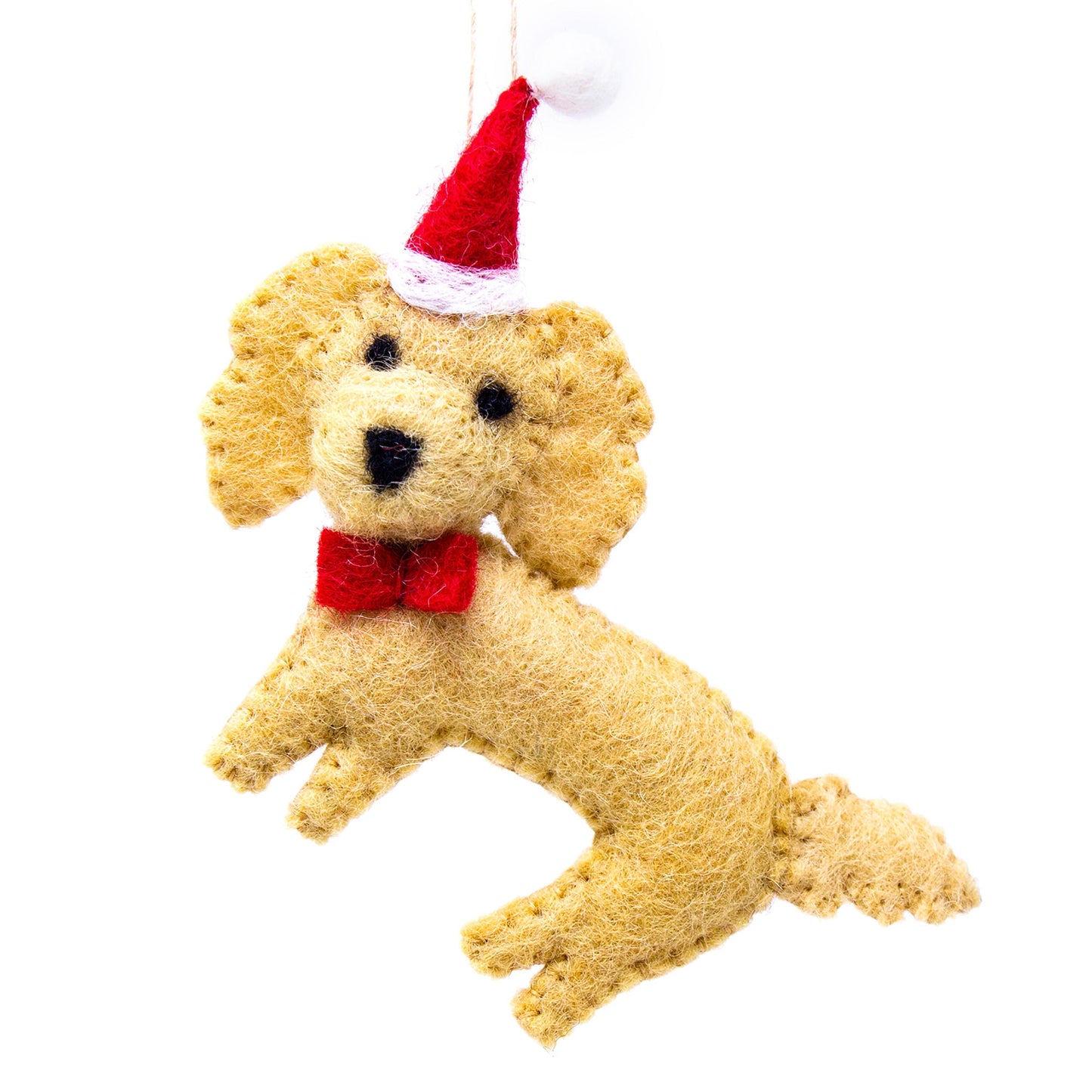 Handmade Felt Ornaments-Labradoodle Santa - Set of 2