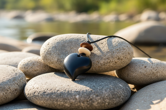 Colgante de gota de lluvia de carbón tallado a mano- Colombia