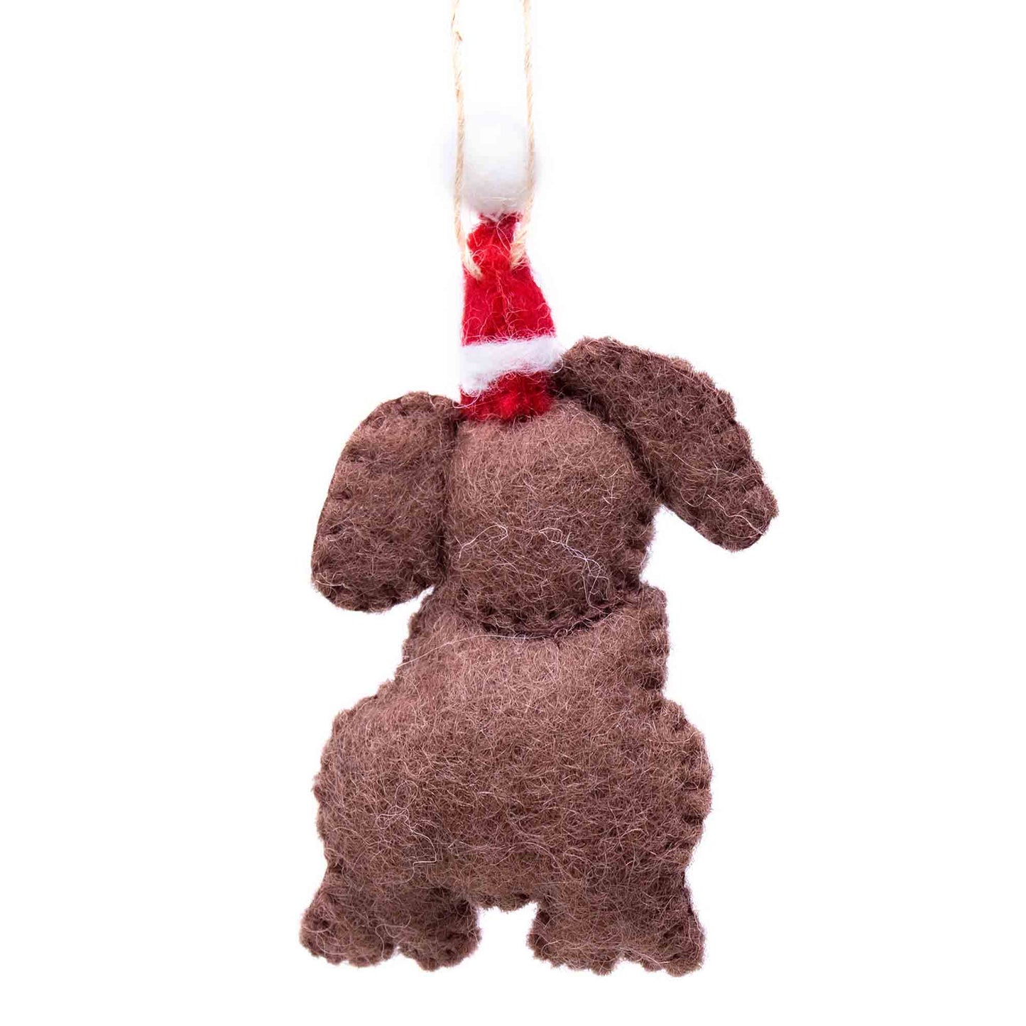 Chocolate Labrador Santa Handmade Felt Ornaments, Set of 2
