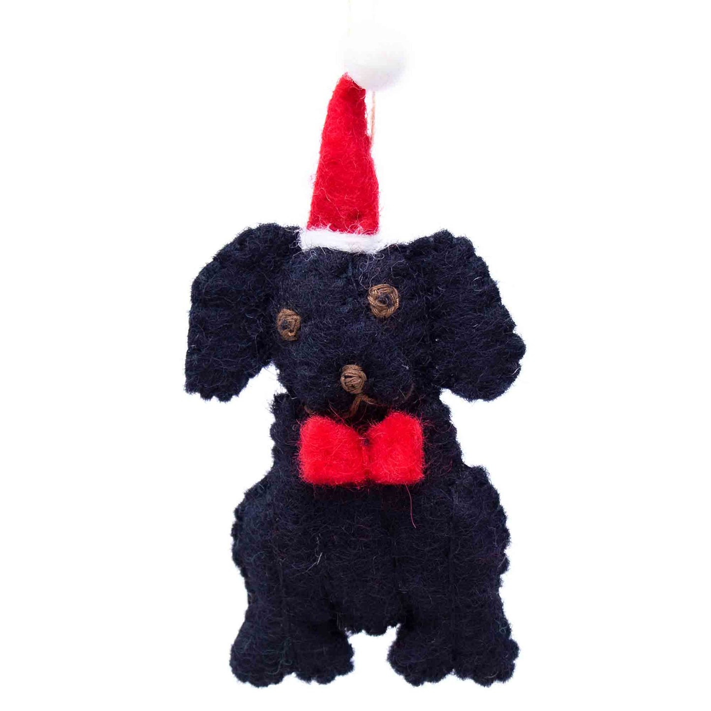 Black Labrador Santa Handmade Felt Ornaments, Set of 2