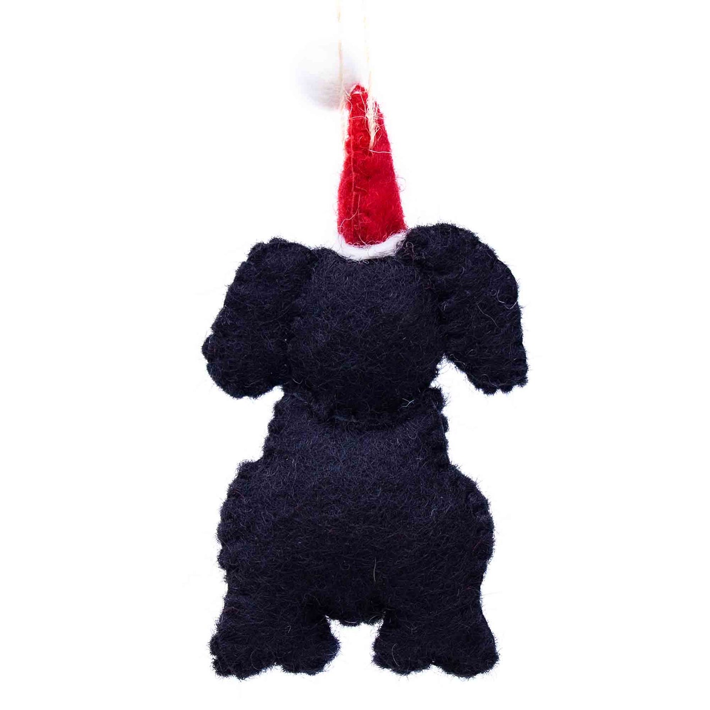 Black Labrador Santa Handmade Felt Ornaments, Set of 2