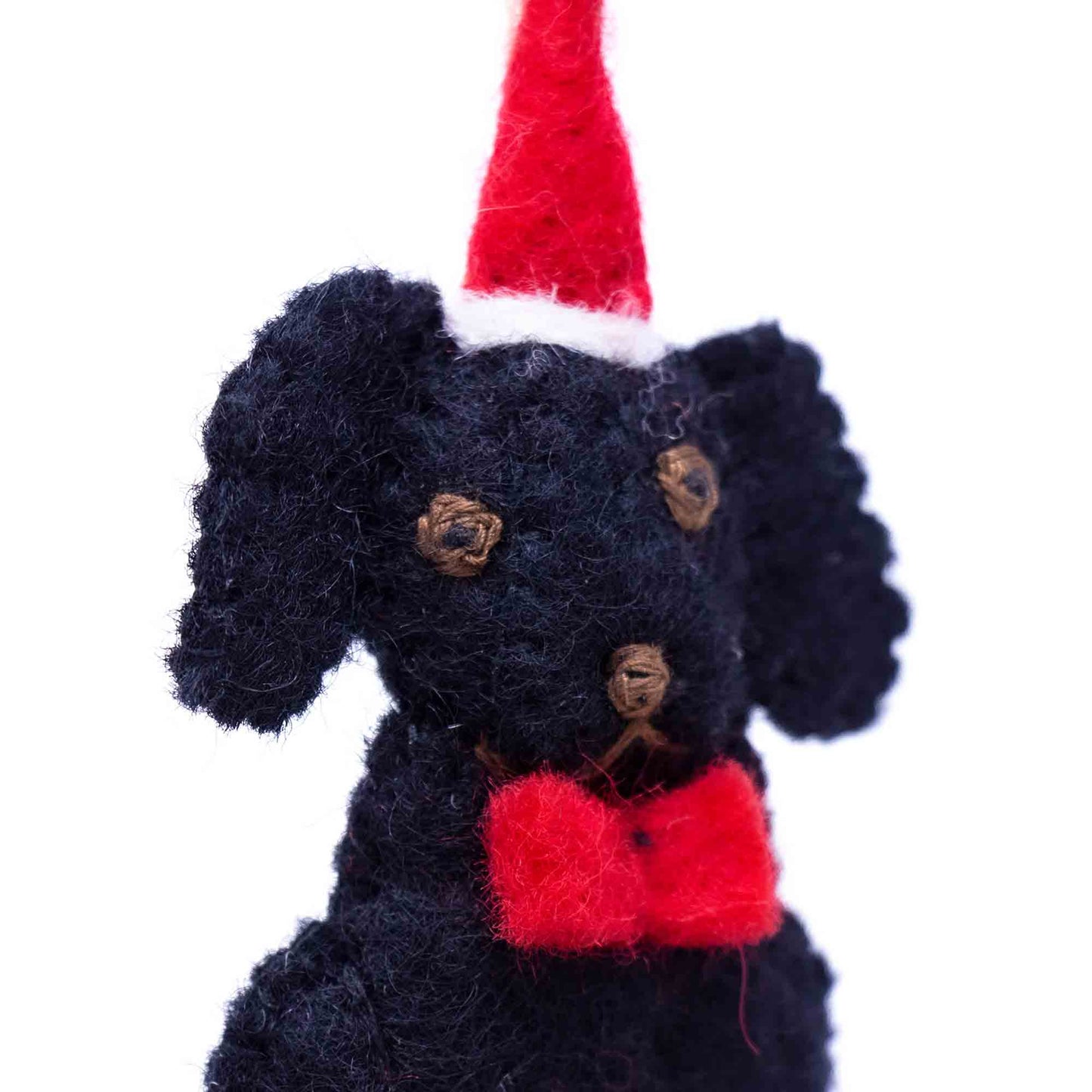 Black Labrador Santa Handmade Felt Ornaments, Set of 2