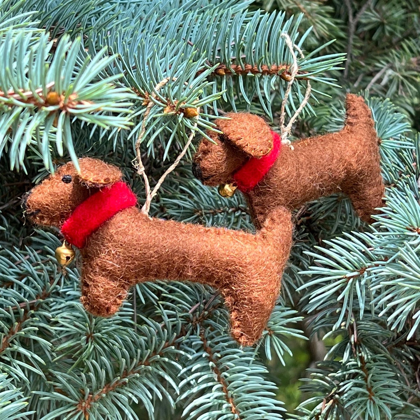 Handmade Felt Ornaments-Dachshund Dog - Set of 2