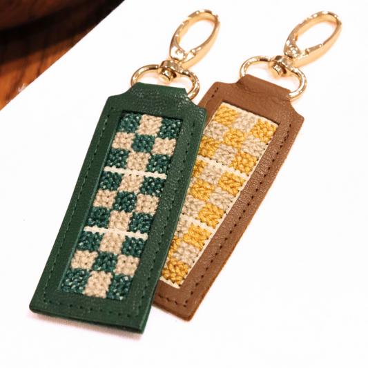 Genuine Leather Tatreez Key Ring- Handmade- Fair Trade