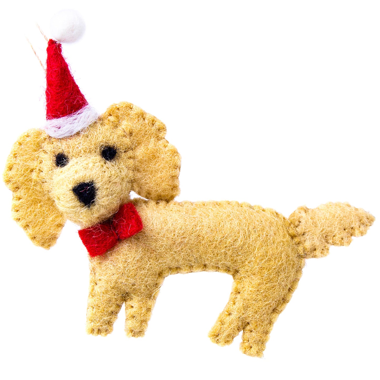 Handmade Felt Ornaments-Labradoodle Santa - Set of 2