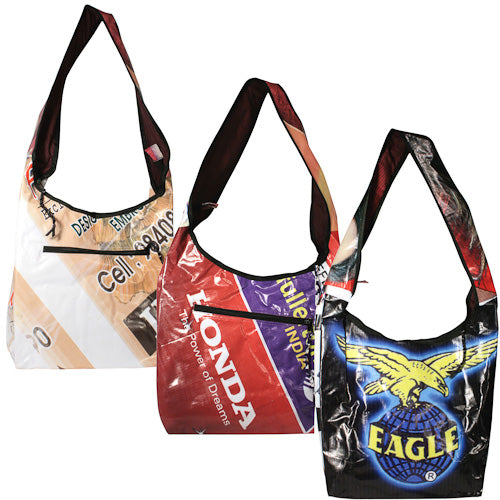 Hand-Crafted Shoulder Bag Made from Upcycled Plastic Billboards- Fair Trade-India