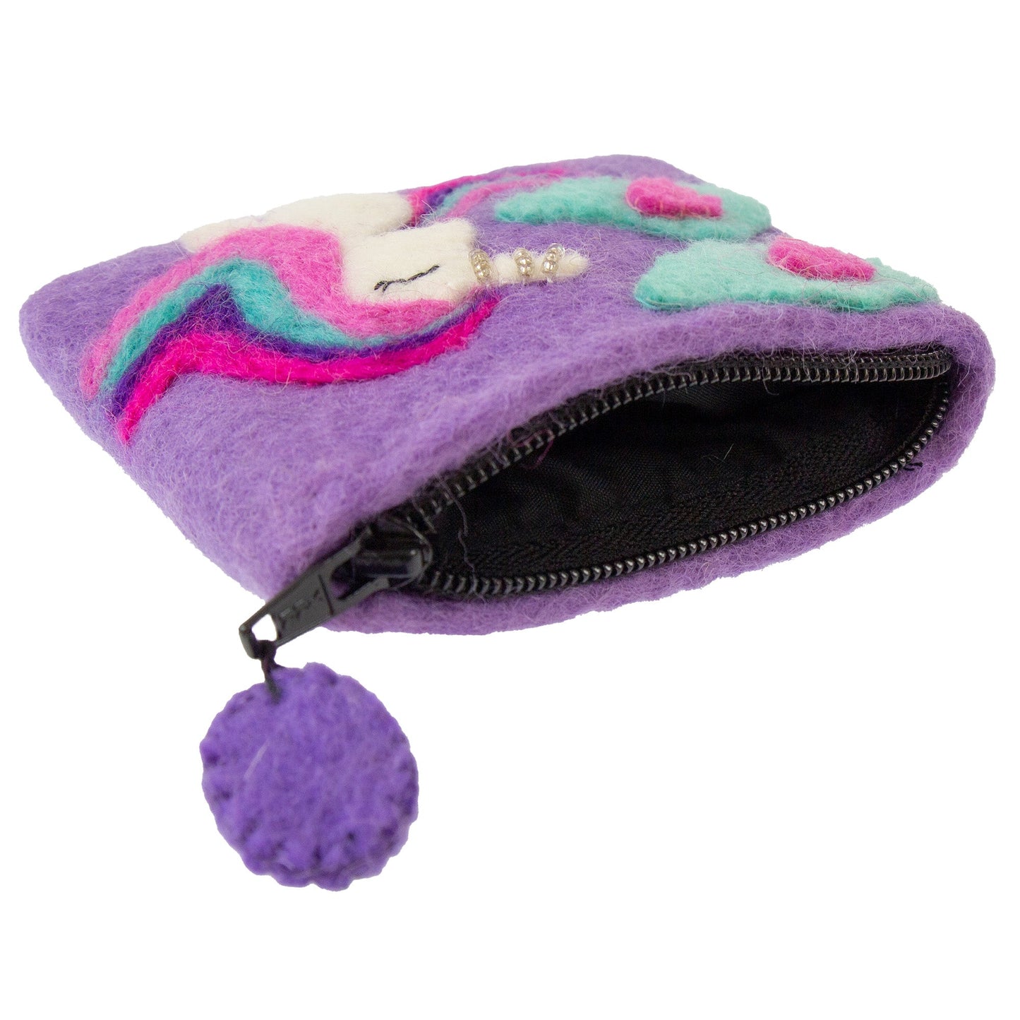 Handcrafted Unicorn Felt Coin Purse-Zipper/Fully Lined-Fair Trade