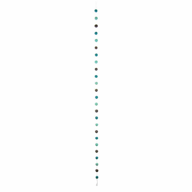Pom-Pom Garland- Hand Crafted Felt from Nepal: Grey/Blue