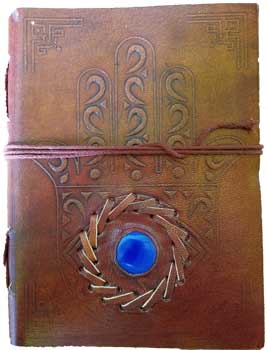 Evil Eye Stone Embossed Leather Notebook w/ cord- 5"x7"