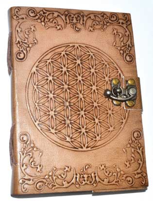 5" x 7" Flower of Life Embossed Leather Notebook w/ latch