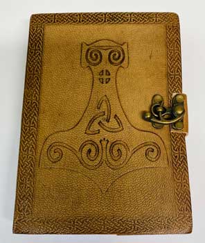 Handmade Thor Hammer Embossed Leather Journal with Metal Latch-5" x 7"