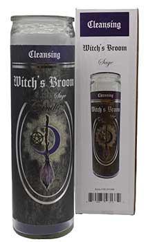 90 hr Witch's Broom (Sage) Jar Candle - Wiccan Traditional Candle