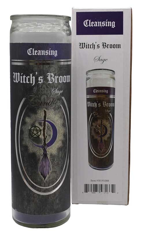 90 hr Witch's Broom (Sage) Jar Candle - Wiccan Traditional Candle