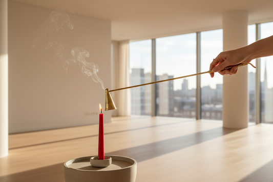 Brass Candle Snuffer with Extra Long Ergonomic Handle -12" L