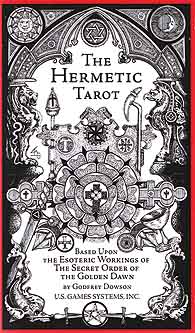 Cover of 'The Hermetic Tarot' with intricate design and text.