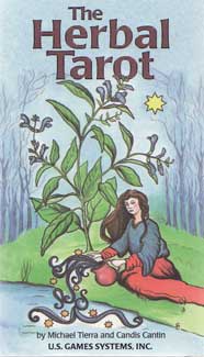 Cover of 'The Herbal Tarot' with illustrations of a woman and plants, published by U.S. Games Systems, Inc.