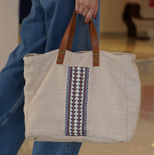 Walid Canvas Bag-Unisex- Cream - Fair Trade