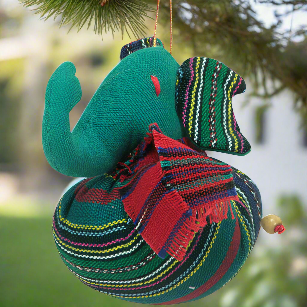 Handmade Plush Elephant Decorative Ornament made of Recycled Cotton-Guatemala- Fair Trade