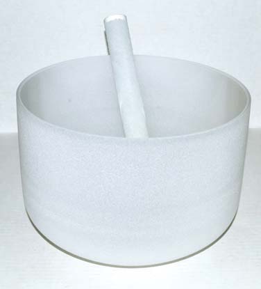 8" Off White Crystal Singing Bowl w/ Sounding Mallet