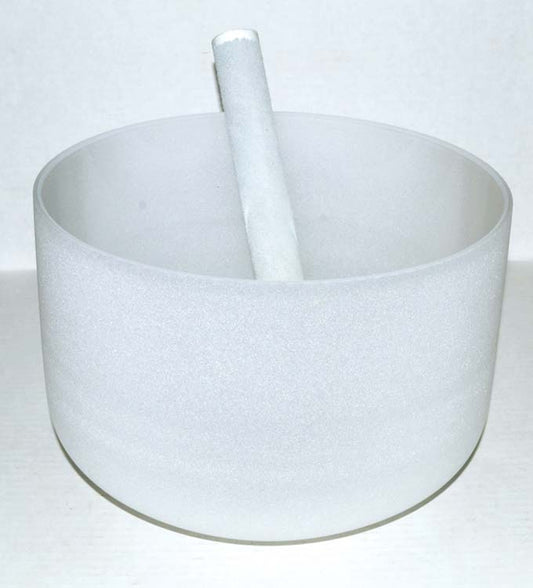 8" Off White Crystal Singing Bowl w/ Sounding Mallet
