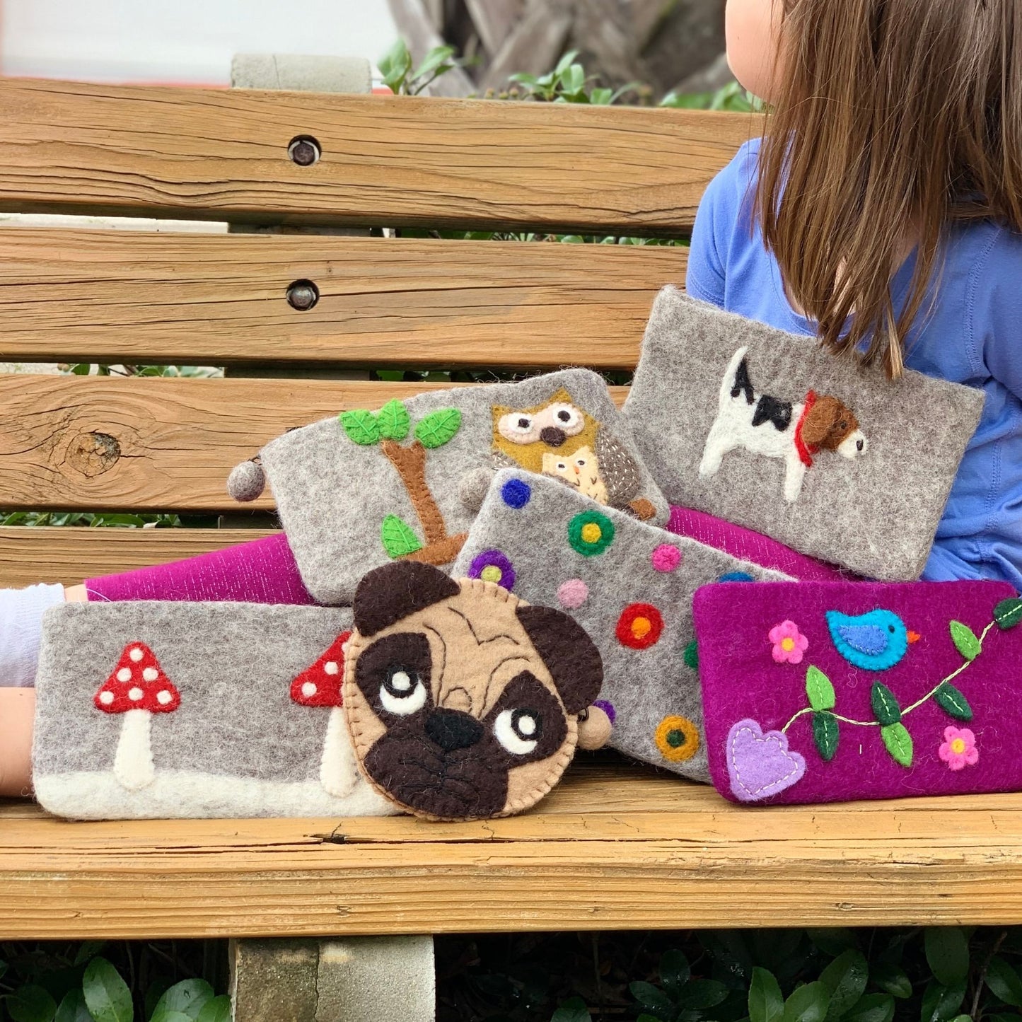 Polka Dot Felt Clutch- Global Groove-Nepal