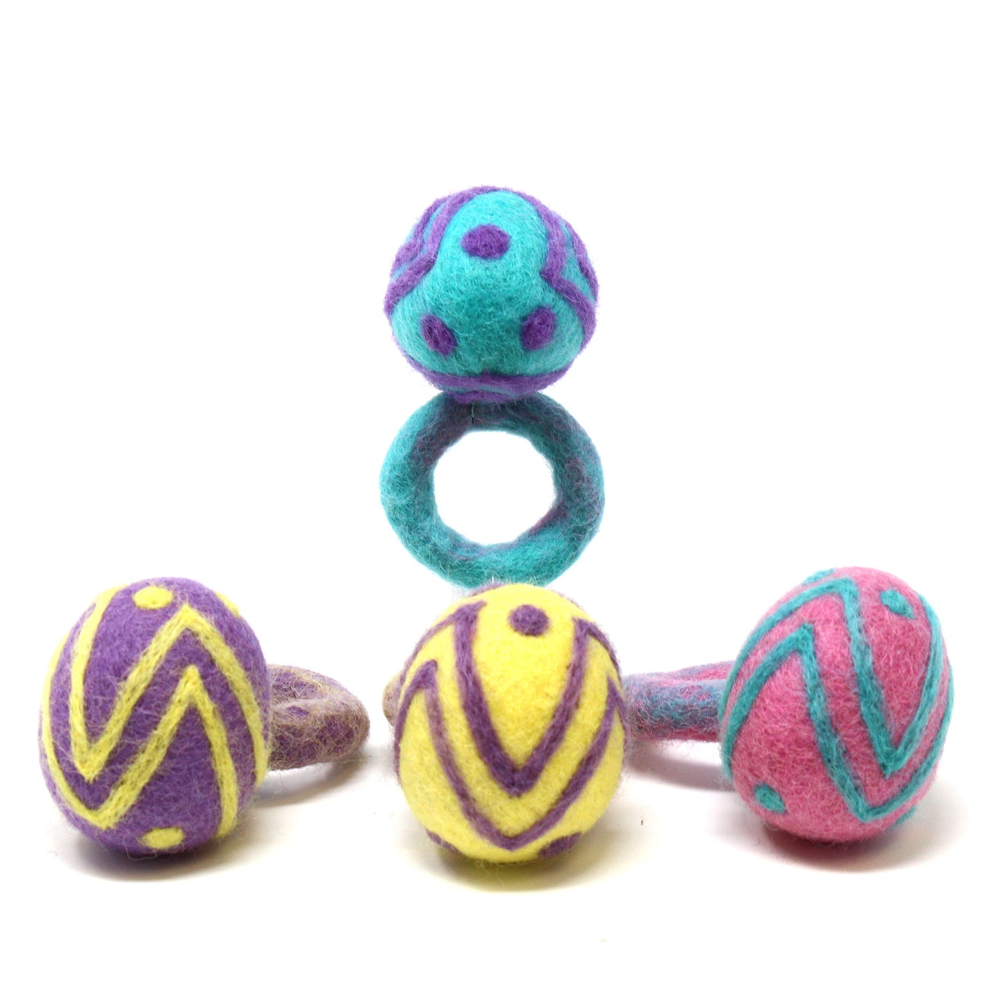 Easter Egg Napkin Rings- Set of Four Colors -Hand-Felted by Global Groove