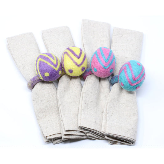 Easter Egg Napkin Rings- Set of Four Colors -Hand-Felted by Global Groove