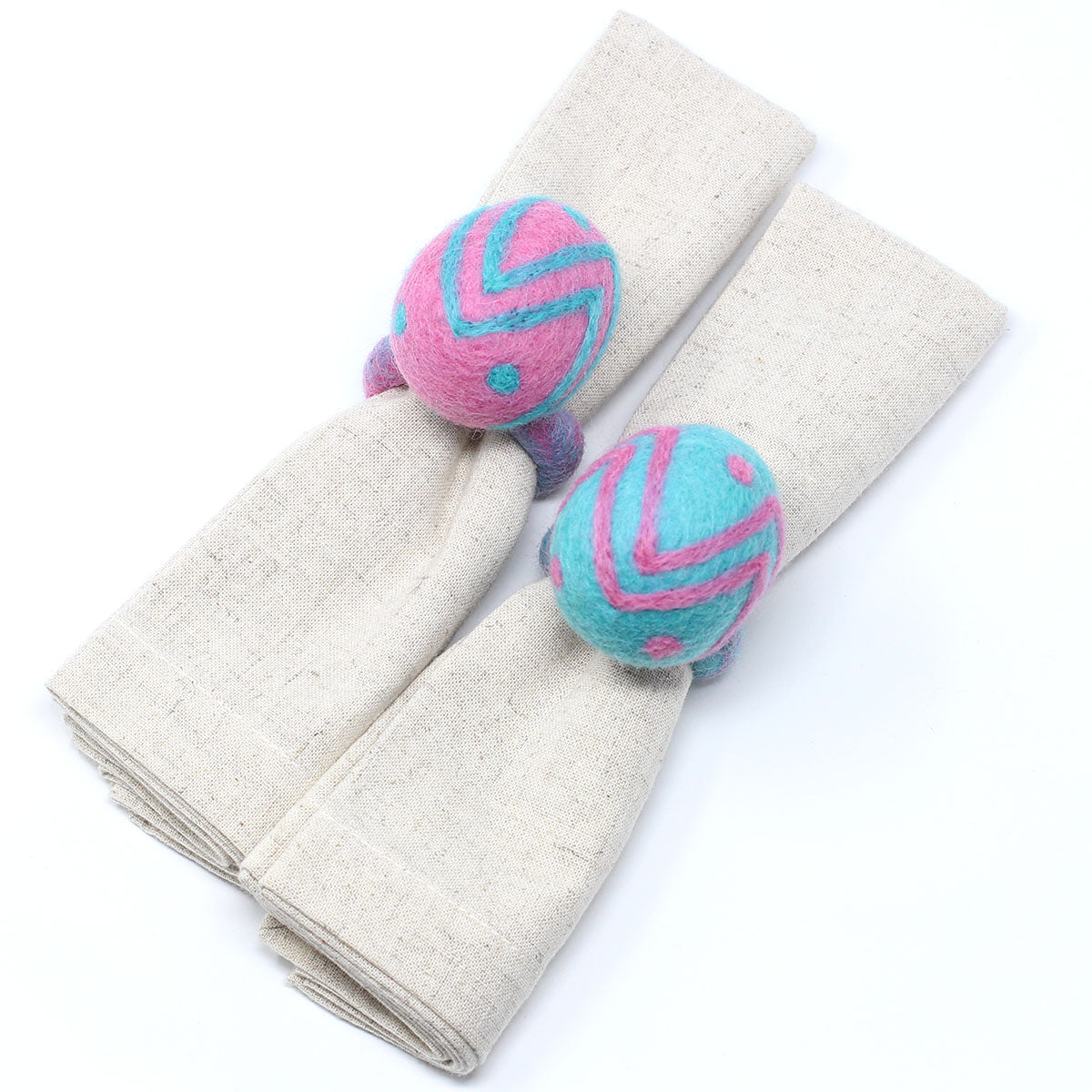 Easter Egg Napkin Rings- Set of Four Colors -Hand-Felted by Global Groove
