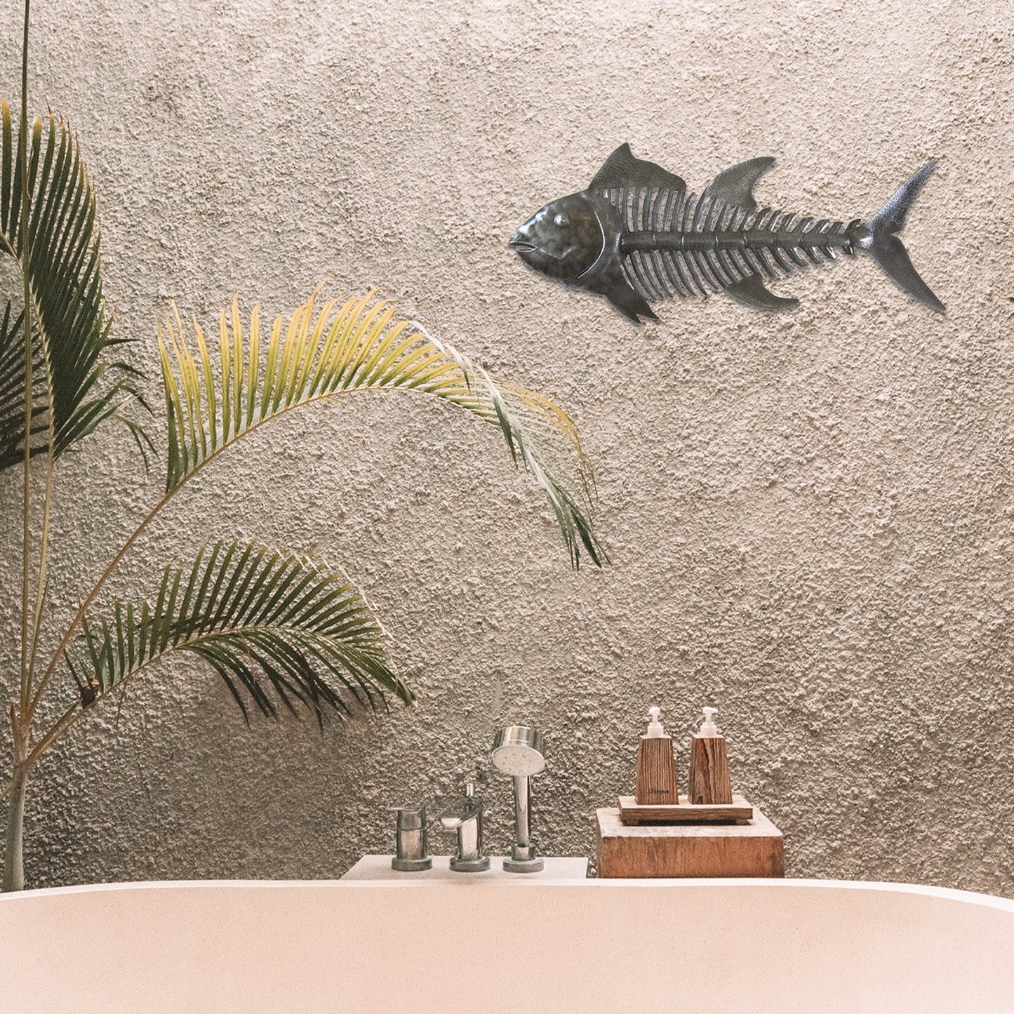 Metal Fish Bones - Recycled Metal Wall Art - Croix des Bouquets