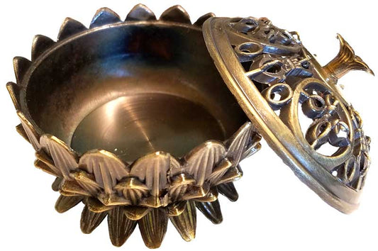 Antiqued Bronze Lotus Flower Incense Burner