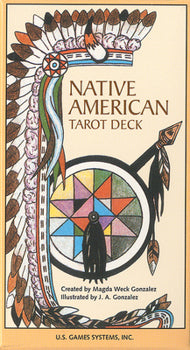 Cover of the Native American Tarot Deck with decorative elements and text.