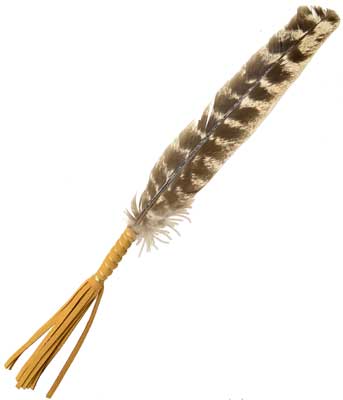 Leather Wrapped Smudging Feather- 10"- Set of 2