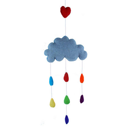 Rainbow Raindrops Fieltro Bebé Móvil - Decoración de la habitación colgante