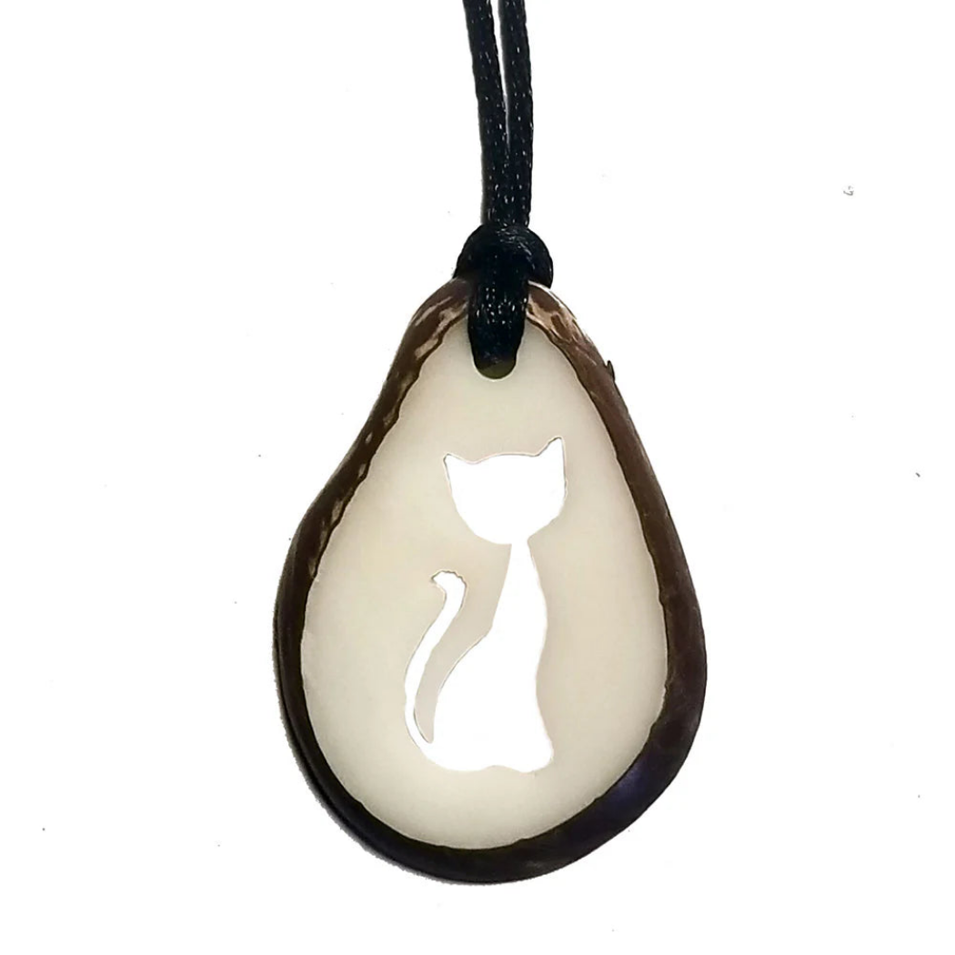 Hand-Carved Tagua Nut Slice Pendants with Cord